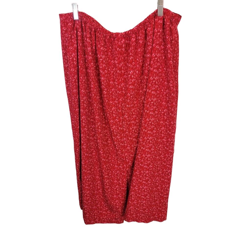 CJ Banks Red Floral Print Back Slit Summer Casual A-Line Skirt Women's Size 22W